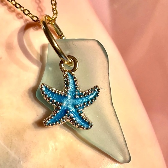 Hand Crafted Jewelry - Handmade Starfish and Seaglass Necklace